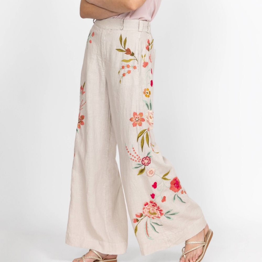 Johnny Was Joya Wide Linen Pant